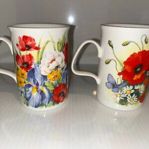 Roy Kirkham Fine Bone China Mugs, Summer Garden, Summer Fields